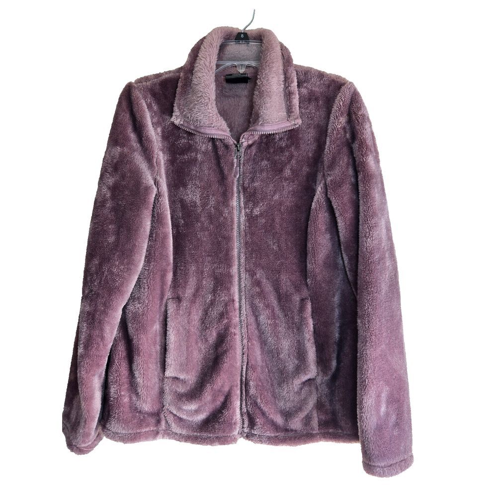 32 Degrees Heat Womens size M Plush Faux Fur Zip Up Jacket Cozy Comfy Mauve